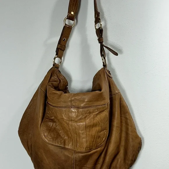Hayden-Harnett Brown Leather Havana Hobo Spacious Bag Magnetic Closure - Picture 2 of 15